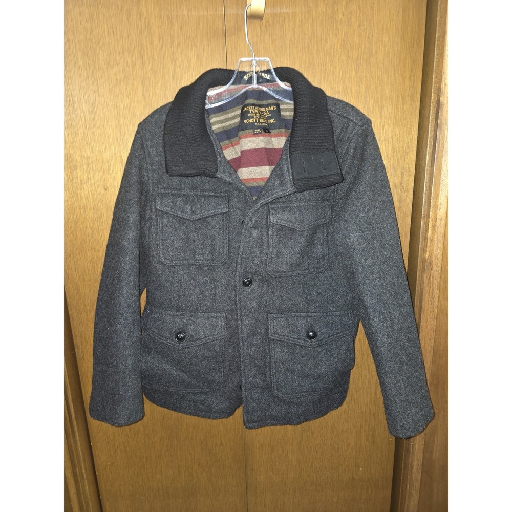 EUC Schott NYC N-5A Mens Small Wool Flying Jacket Flight USA 1860 Pockets Bomber